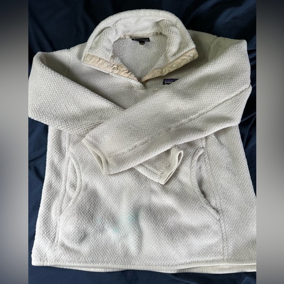 Patagonia Womens Cream Re-Tool Snap T Fleece Pullover Size Medium Sweater READ* - Picture 7 of 8